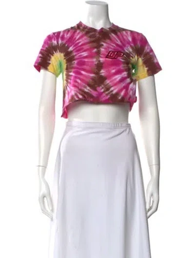 Pre-owned Dannijo Tie-dye Print Crew Neck Crop Top W/ Tags In Pink