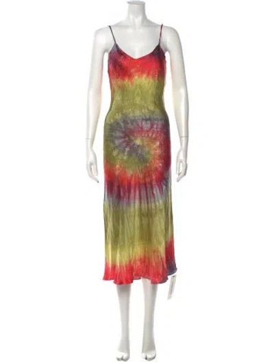 Pre-owned Dannijo Tie-dye Print Long Dress In Pink