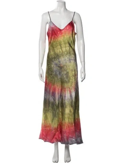 Pre-owned Dannijo Tie-dye Print Long Dress In Red