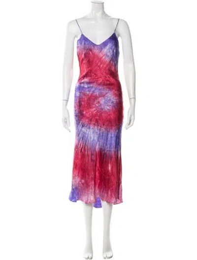 Pre-owned Dannijo Tie-dye Print Midi Length Dress In Pink