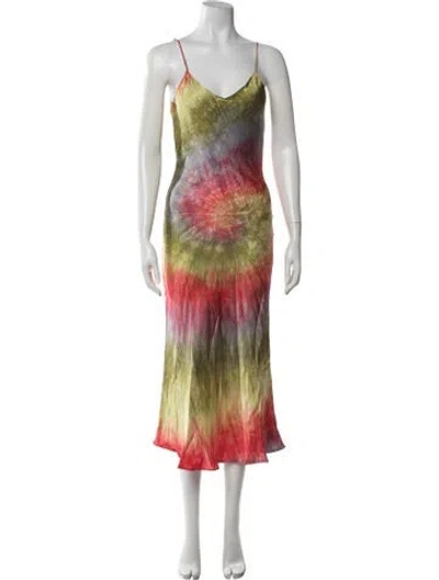Pre-owned Dannijo Tie-dye Print Midi Length Dress In Pink