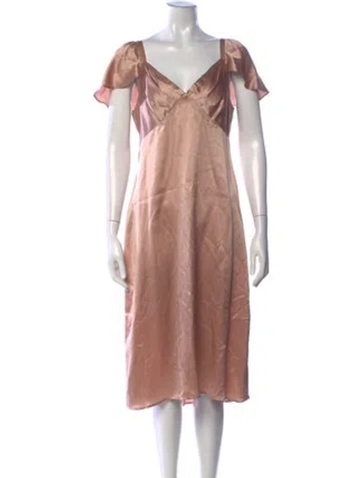 Pre-owned Dannijo V-neck Midi Length Dress In Pink