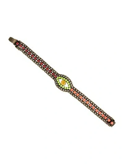 Pre-owned Dannijo X Man Repeller Evil Eye Link Bracelet, 6.25"