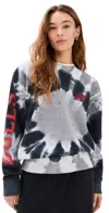 Dannijopro Chicago Bulls Team Crew Sweatshirt Black Tie Dye In Black Tie Dye