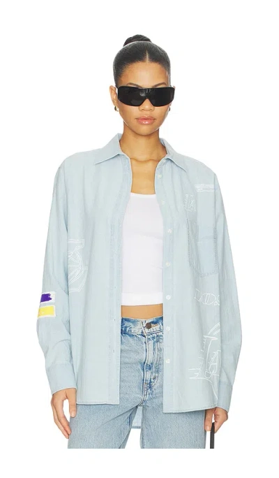 Dannijopro The Doodle Sports Oxford Top In Blue
