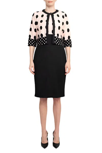 Danny & Nicole 27007m Polka Dot Printed Knee Length Jacket Dress In Multi