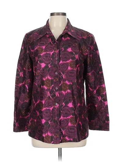 Pre-owned Danny & Nicole 3/4 Sleeve Blouse In Burgundy