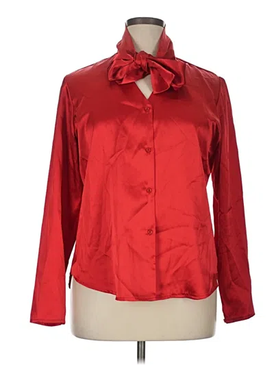 Pre-owned Danny & Nicole Long Sleeve Blouse In Red