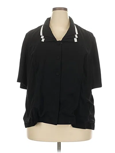 Pre-owned Danny & Nicole Short Sleeve Blouse In Black