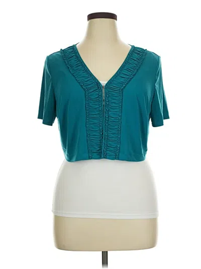 Pre-owned Danny & Nicole Short Sleeve Blouse In Blue