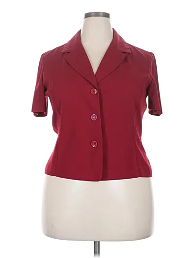 Pre-owned Danny & Nicole Short Sleeve Blouse In Burgundy