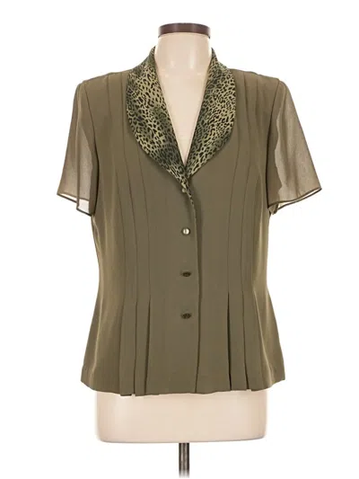 Pre-owned Danny & Nicole Short Sleeve Blouse In Green