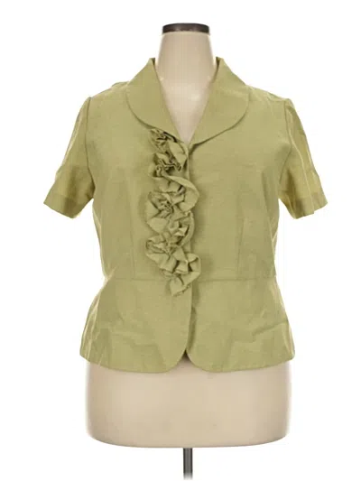 Pre-owned Danny & Nicole Short Sleeve Blouse In Green