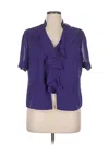 Danny & Nicole Short Sleeve Blouse In Purple