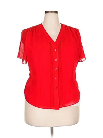 Pre-owned Danny & Nicole Short Sleeve Blouse In Red