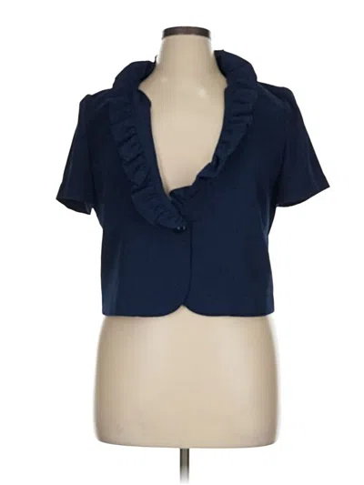 Pre-owned Danny & Nicole Short Sleeve Top Blue Cowl Neck Tops