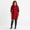 Danny & Nicole Womens Plus 3/4 Sleeve Windowpane Sweater Dress In Red