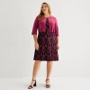 Danny & Nicole Womens Plus Damask Midi Jacket Dress In Red