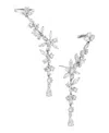 Danori Silver-tone Cubic Zirconia Flower Climber Drop Earrings, Created For Macy's In Rhodium
