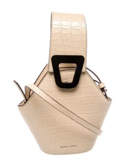 Pre-owned Danse Lente Embossed Leather Top Handle Bag In Neutral