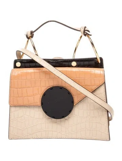 Pre-owned Danse Lente Embossed Leather Top Handle Bag In Neutral