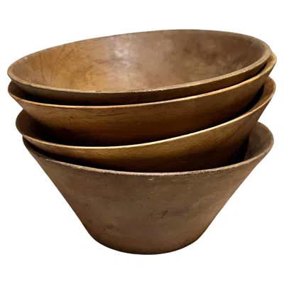 Pre-owned Dansk 1960s Assorted Wood Bowl Set Four Pieces In Brown