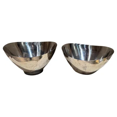Pre-owned Dansk 1960s Cordova Sculptural Stainless Bowl Set Of 2 In Black