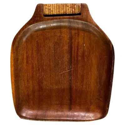 Pre-owned Dansk 1960s Teakwood Serving Tray Cane Handle In Brown