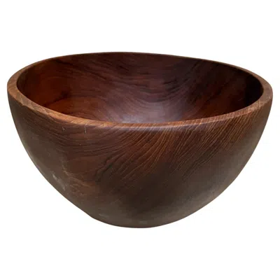 Pre-owned Dansk 1960s Vintage Sculptural Teakwood Bowl In Brown