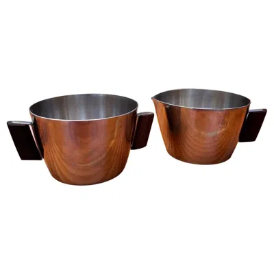 Pre-owned Dansk 1970s By Mch Stainless Sugar & Creamer Set Exotic Wood Handle Denmark In Brown