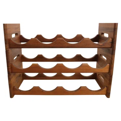 Pre-owned Dansk 1970s Danish Modern 12 Bottle / 3-tier Teak Stacking Wine Rack By Kalmar Designs In Brown