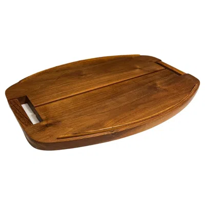Pre-owned Dansk 1970s Modern Charcuterie Platter Wood Cutting Board In Brown