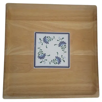 Pre-owned Dansk Butcher Block With Tile Inset In Brown
