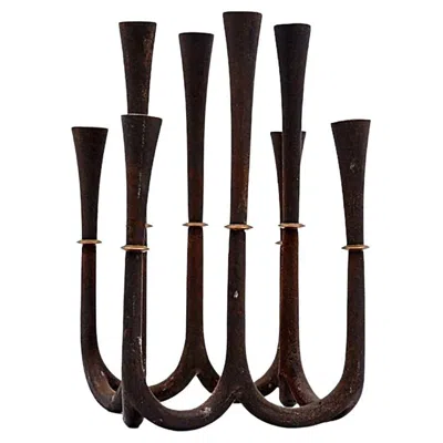 Pre-owned Dansk Cast Iron And Brass Candleholder By Jens Quistgaard For  Designs, 1960s In Black