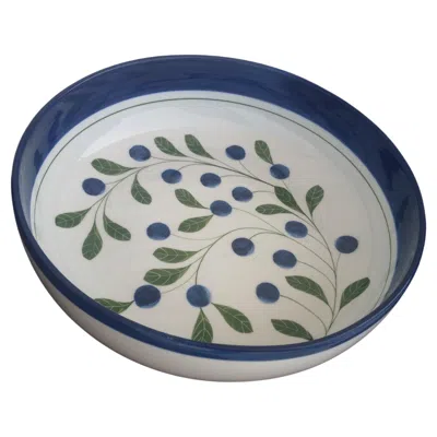 Pre-owned Dansk Ceramic Blueberries Pasta Bowl In Gray