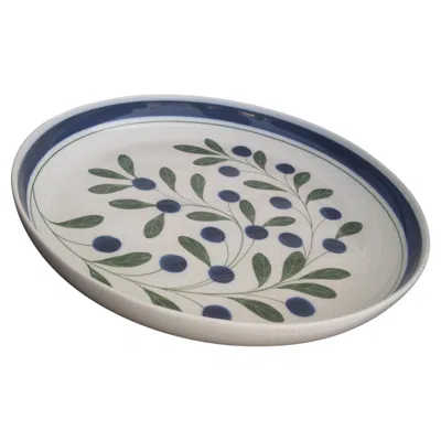 Pre-owned Dansk Ceramic Blueberries Serving Platter In Gray