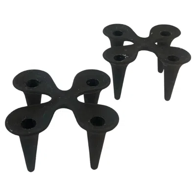 Pre-owned Dansk Danish Modern Rare Pair Of Iron  Candle Holders By Quistgaard In Black