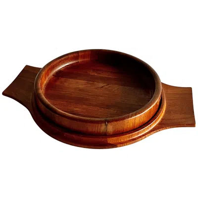 Pre-owned Dansk Danish Modern Teak Handled Serving Tray And Bowl By Jens Quistgaard For  In Brown