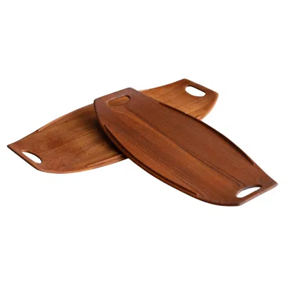 Pre-owned Dansk Danish Teak Trays By Jens Quistgaard For , Pair In Brown