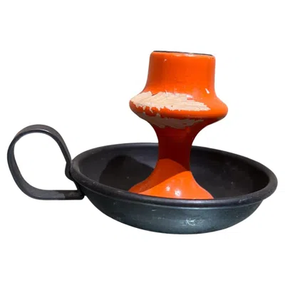 Pre-owned Dansk Hand Painted  Candle Holder By A. F. Rasmussen, Denmark, 1960s In Brown