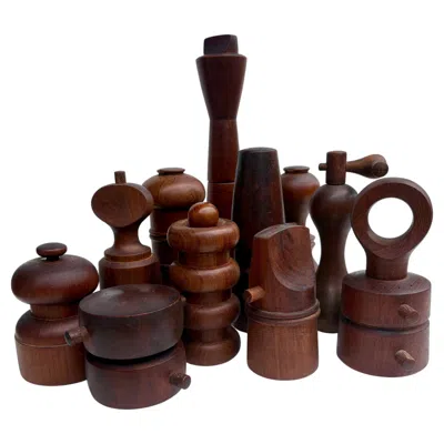 Pre-owned Dansk Jens Quistgaard Assortment Of 11 Tableware/ Sculptures Salt/pepper Mills  In Brown