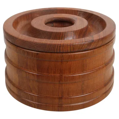 Pre-owned Dansk Jens Quistgaard For  Staved Teak Ice Bucket With Vintage Bird Claw Tongs In Brown