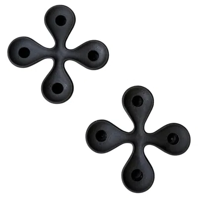 Pre-owned Dansk Jens Quistgaard Iron Candle Holders For , Denmark, C.1960 In Black