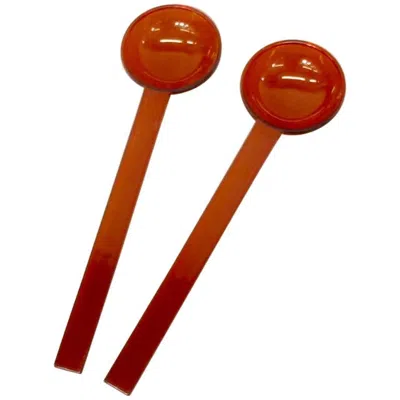 Pre-owned Dansk Jhq  Denmark Modernist Acrylic Salad Servers In Red