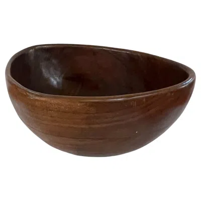 Pre-owned Dansk Large Majestic Solid Walnut Carved Freeform Tribal Bowl In Brown