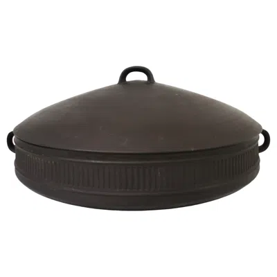 Pre-owned Dansk Lg.  Flamestone Casserole Paella Dish W/ Cover By Jens Quistgaard Denmark In Black