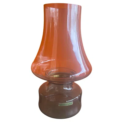 Pre-owned Dansk Mcm Glass Hurricane Lamp In Box By  In Brown