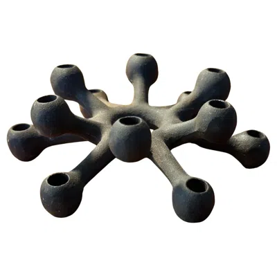 Pre-owned Dansk Mcm Iron Candle Holder In Box By  Designs In Black