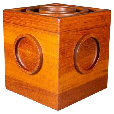 Pre-owned Dansk Mid-century Danish Jens Quistgaard For Danks Cube Ice Bucket C.1960 In Brown