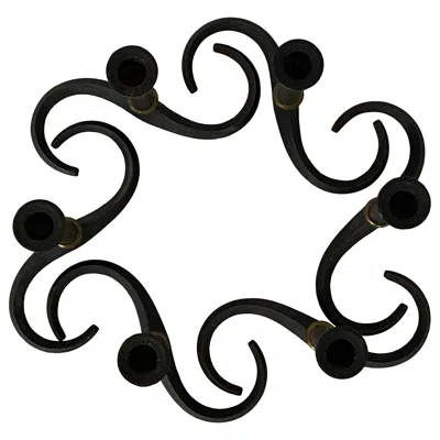 Pre-owned Dansk Midcentury Jens Quistgaard For  Iron S-shaped Sculptural Candleholders In Black